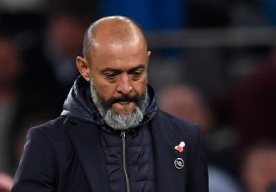 Tottenham manager Nuno Espirito Santo looks dejected after the match. Reuters