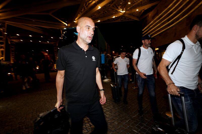 City manager Pep Guardiola arrives at the team hotel. PA Photo