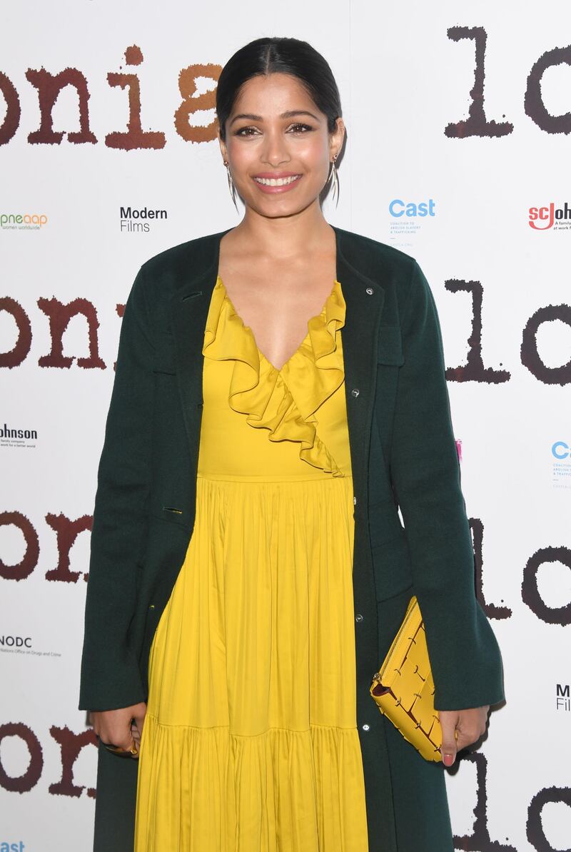 LONDON, ENGLAND - JANUARY 23: Freida Pinto attends the UK Premiere of "LOVE SONIA" at Curzon Bloomsbury on January 23, 2019 in London, England. (Photo by Stuart C. Wilson/Getty Images)