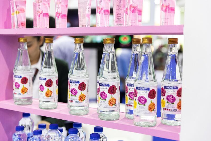 Dubai, UNITED ARAB EMIRATES - FEBRUARY, 18 2019.
Rabee rose water at UAE’s Gulfood exhibition in DWTC.

(Photo by Reem Mohammed/The National)

Reporter: 
Section:  NA