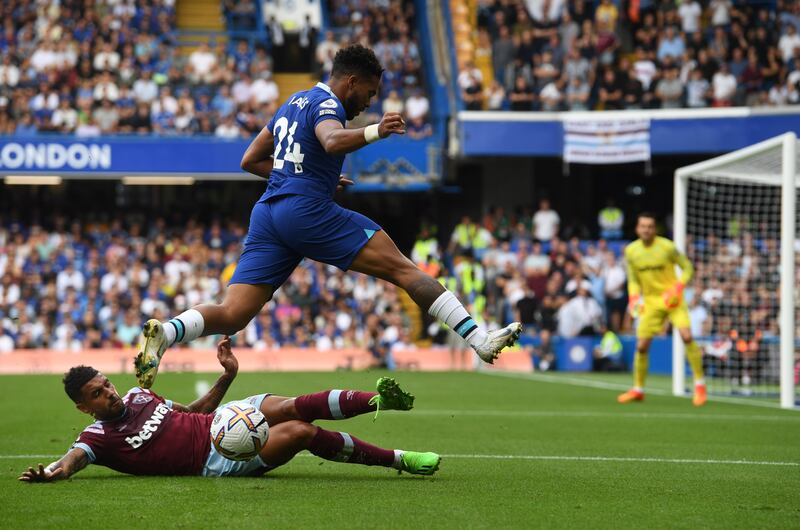 Emerson Palmieri 6 - Enjoyed a strong battle with Reece James on the left-flank against his former side, and the Italy international tried to get forward to support the attack when he could. EPA