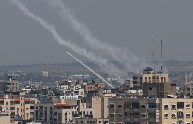 Rockets are fired from Gaza city towards Israel. AFP