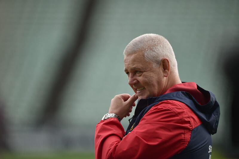 British & Irish Lions coach Warren Gatland oversees training ahead of the third and final Test against New Zealand at Eden Park on Saturday. Peter Parks / AFP