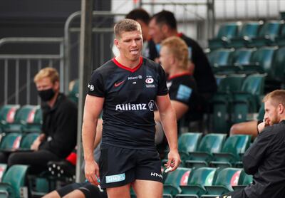 FILE PHOTO: Rugby Union - Premiership - Saracens v Wasps - Allianz Park, London, Britain - September 5, 2020  Saracens' Owen Farrell looks dejected as he walks off the pitch after he was sent off  Action Images/Paul Childs/File Photo
