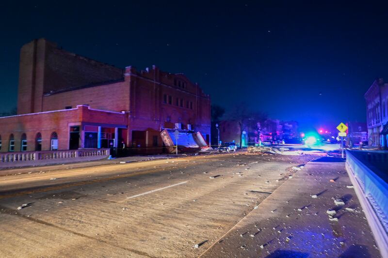 Rubble near the Apollo Theatre in Belvidere. AP