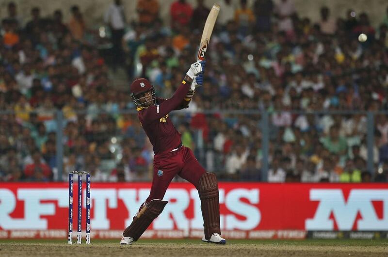 West Indies' Marlon Samuels plays a shot. Reuters