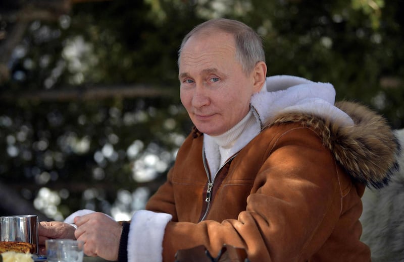 Russian President Vladimir Putin takes a break during his holiday in the Siberian taiga. AFP