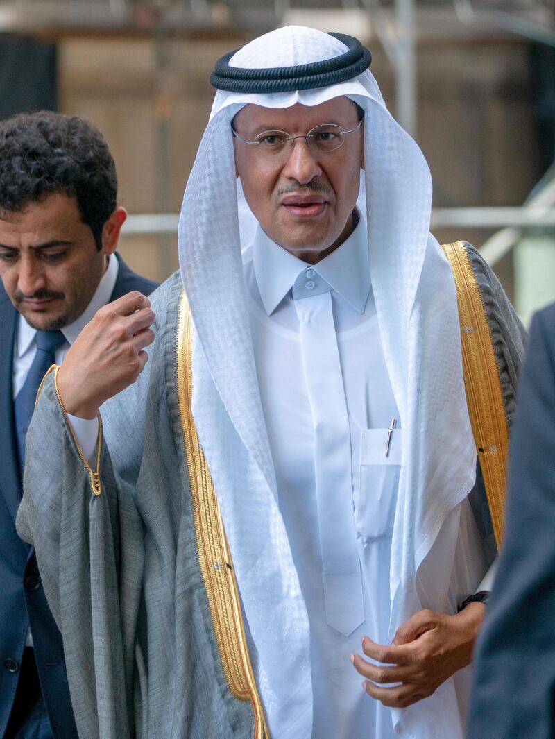 Saudi Deputy Oil Minister Prince Abdulaziz Bin Salman Bin Abdulaziz arrives at the headquarters of the Organization of the Petroleum Exporting Countries (OPEC) for the 15th meeting of the Joint Ministerial Monitoring Committee (JMMC) on July 01, 2019 in Vienna, Austria. (Photo by JOE KLAMAR / AFP)