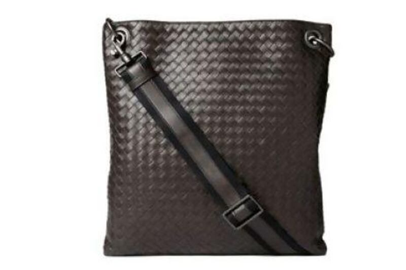 Bottega Veneta Intrecciato leather messenger bag. Courtesy Mr. Porter