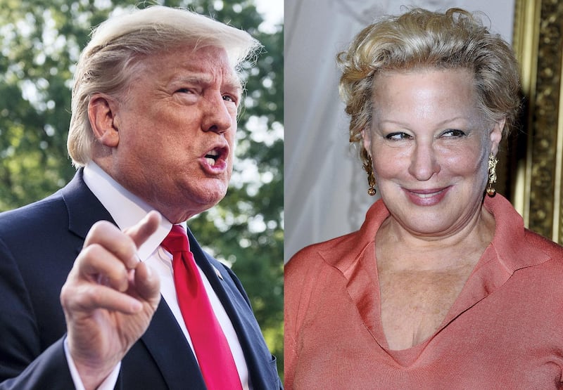 US President Donald Trump has called actress and singer Bette Midler a 'washed up psycho'