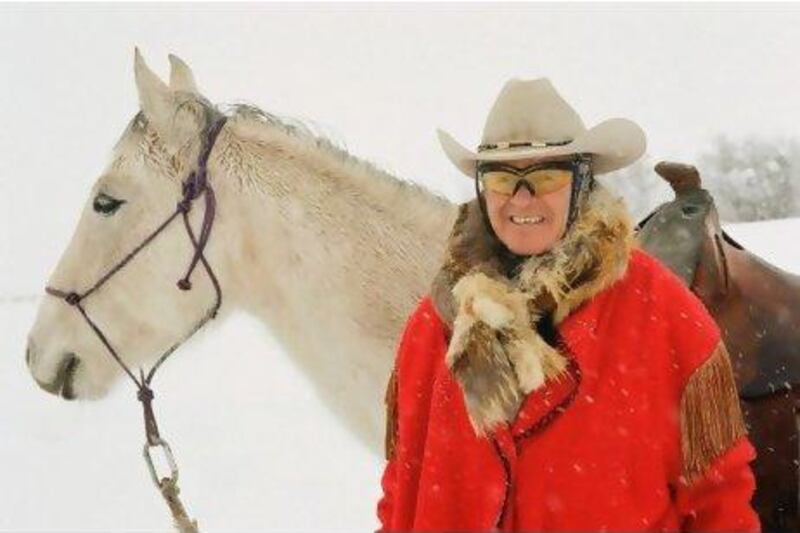 Ray Heid, a former Olympic ski jumper, leads trail rides in the snow from his ranch near Steamboat Springs, Colorado.