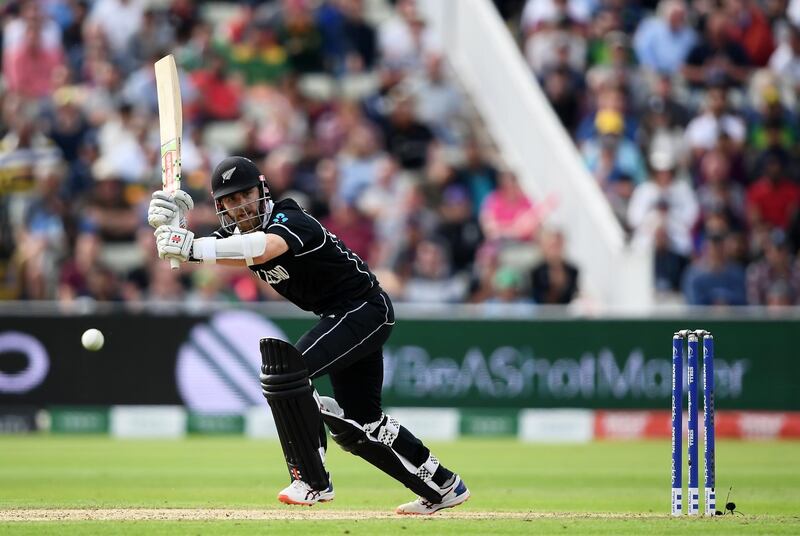 BIRMINGHAM, ENGLAND - JUNE 19: Kane Williamson of New Zealand plays a shot during the Group Stage match of the ICC Cricket World Cup 2019 between New Zealand and South Africa at Edgbaston on June 19, 2019 in Birmingham, England. (Photo by Alex Davidson/Getty Images)
