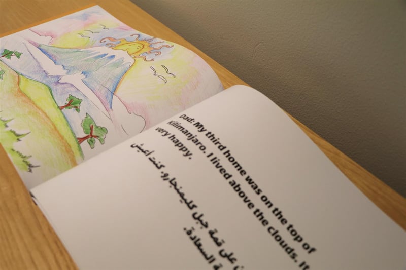A page from 'Where Is Our Home?', a storybook created by NYUAD students for refugee children in Jordan. NYUAD