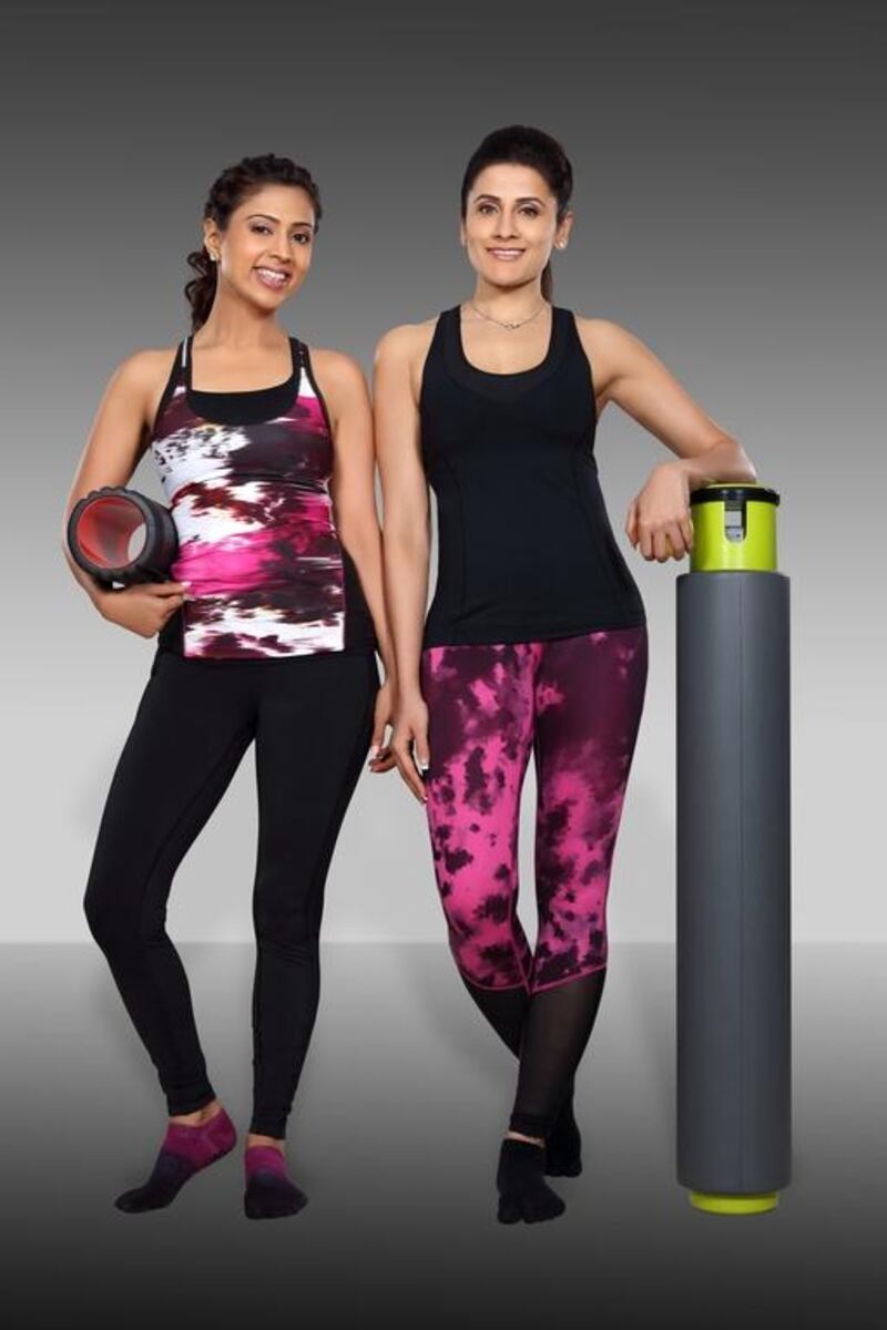 Celebrity trainer Yasmin Karachiwala, right, with Anjali Chandiramani, founder of A-Tone Fitness Lounge. Courtesy A-Tone 

