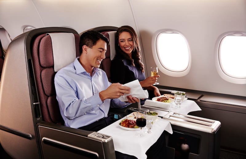 Qantas is auctioning two A380 lie-flat business class seats. Courtesy Qantas