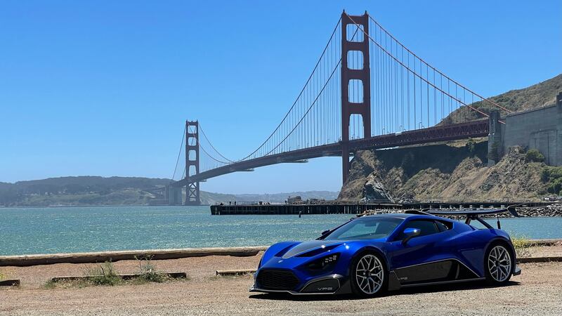 A TSR-S before the Golden Gate Bridge in San Francisco ahead of the US's Monterey Car Week