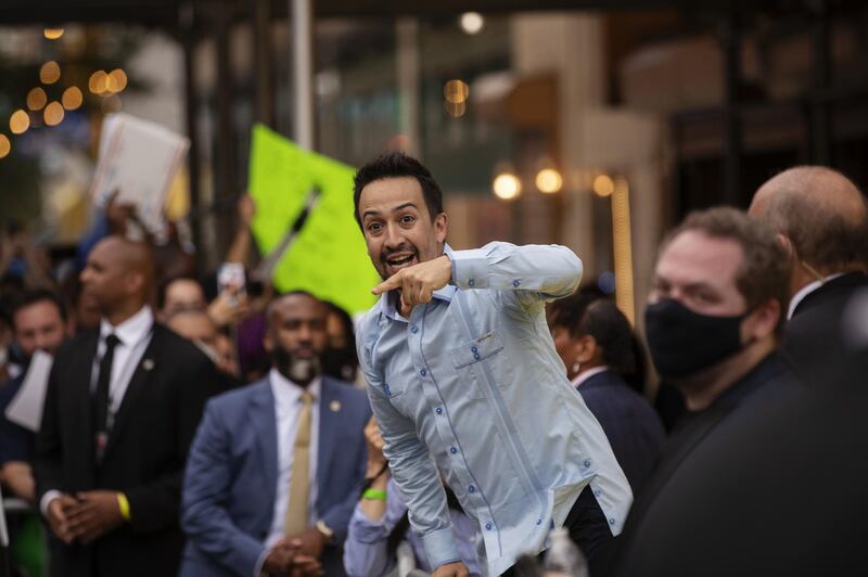 Lin-Manuel Miranda, actor and co-producer of the movie 'In the Heights', interacts with fans ahead of the film's screening. Bloomberg