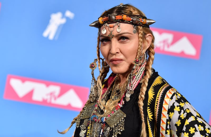 Madonna poses at the 2018 MTV Video Music Awards at the Radio City Music Hall, New York City. AFP