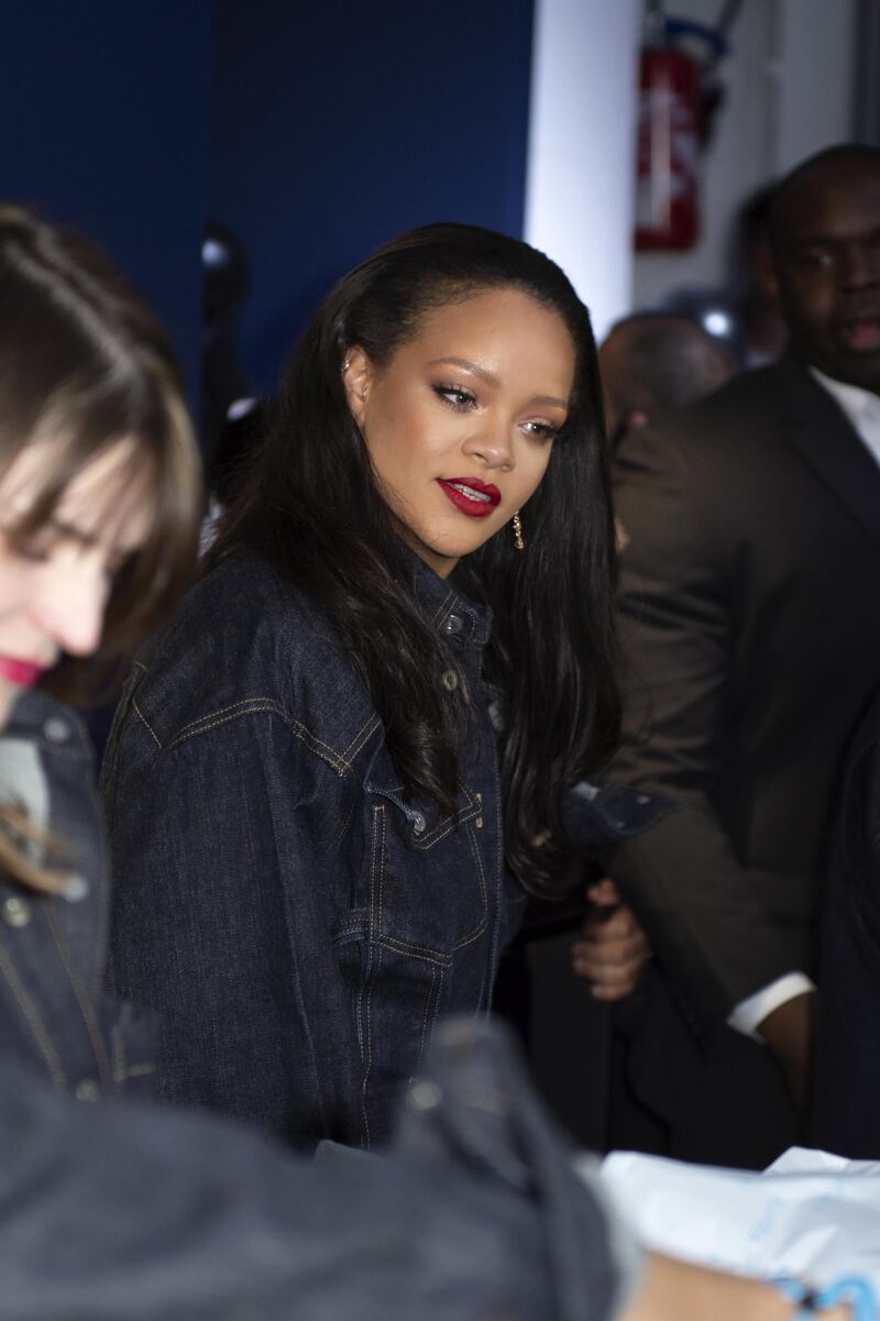 PARIS, FRANCE - MAY 24: Rihanna surprises her fans at the opening of the FENTY Pop Up Store on May 24, 2019 in Paris, France. (Photo by Kristy Sparow/Getty Images For FENTY)