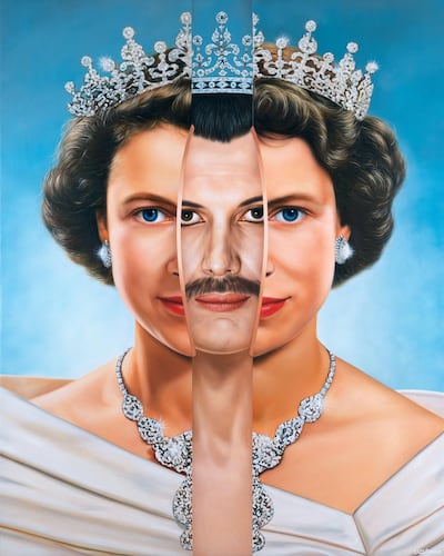 'God Save The Queen' Oil paint on canvas, 120 x 150 cm