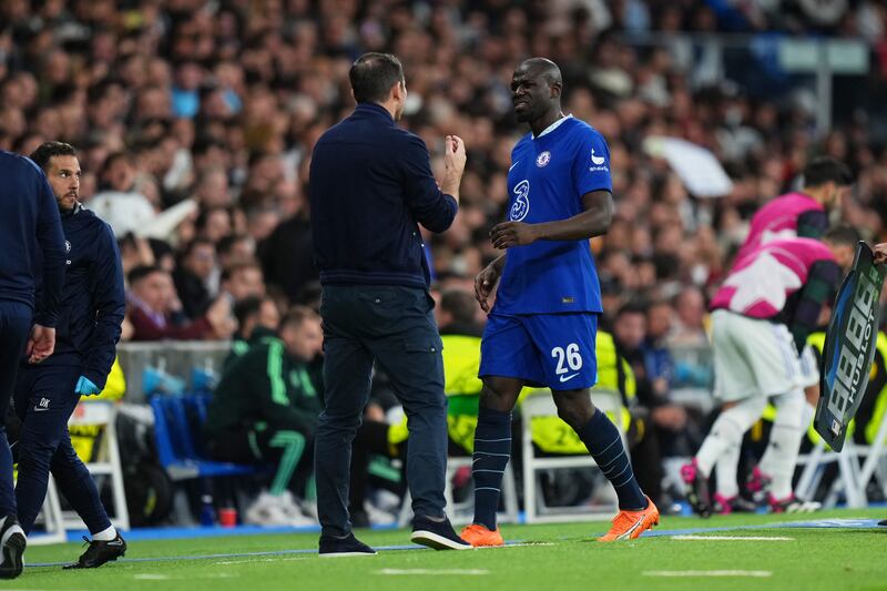 Kalidou Koulibaly of Chelsea leaves the field after picking up an injury. Getty 