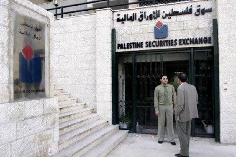 The Palestinian stock exchange's initial public offering next month would make it the second publicly listed bourse in the Arab region. Jaafar Ashtiyeh / AFP