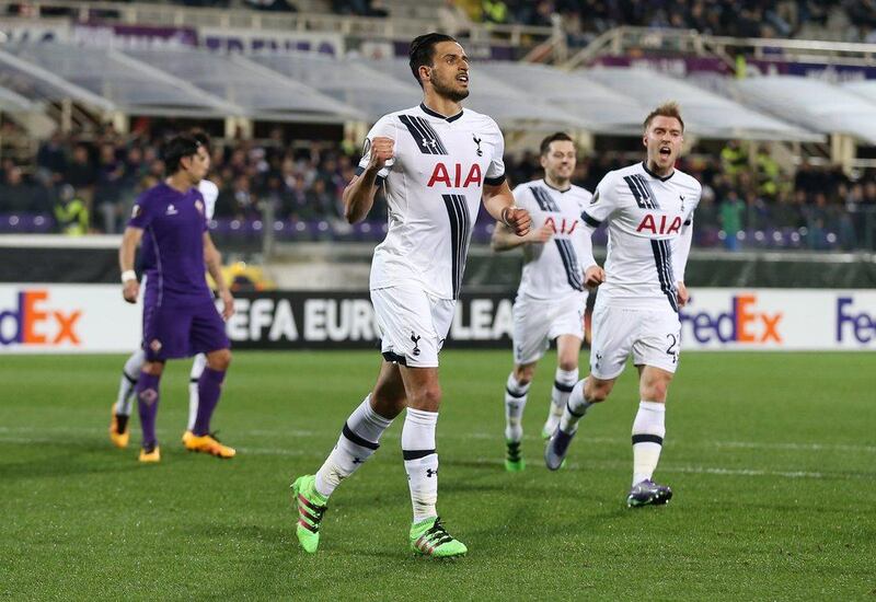 Football Soccer - ACF Fiorentina v Tottenham Hotspur - Uefa Europa League Round of 32 First Leg - Stadio Artemio Franchi, Florence, Italy - 18/2/16

Tottenham’s Nacer Chadli celebrates scoring their first goal with a penalty 

Action Images via Reuters / Matthew Childs

Livepic

EDITORIAL USE ONLY.