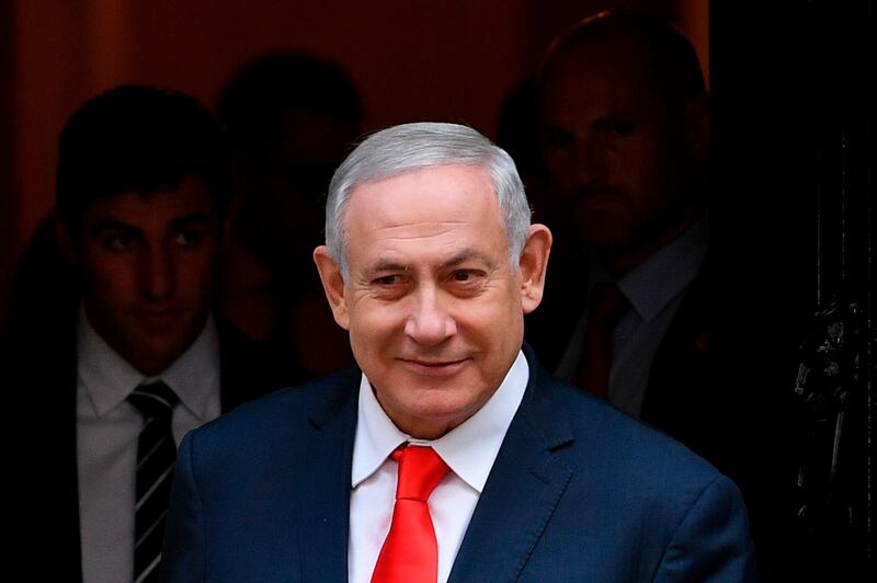 Israel's Prime Minister Benjamin Netanyahu leaves 10 Downing Street in central London on September 5, 2019 after a meeting with Britain's Prime Minister Boris Johnson.  / AFP / DANIEL LEAL-OLIVAS
