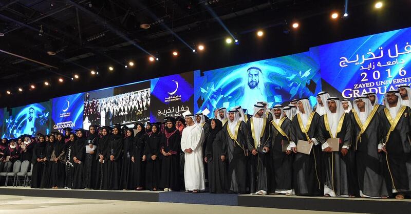 Sheikh Abdullah bin Zayed, Minister of Foreign Affairs and International Cooperation, presented the degrees to 1,464 male and female undergraduate and graduate candidates.