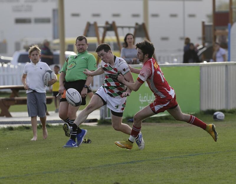 The Abu Dhabi Harlequins dominate the game against the Bahrain  in a West Asia Championship match held at the Zayed Sports City on March 18.  Jeffrey E Biteng / The National