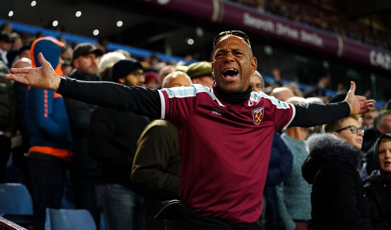 A West Ham United fan at Villa Park. PA