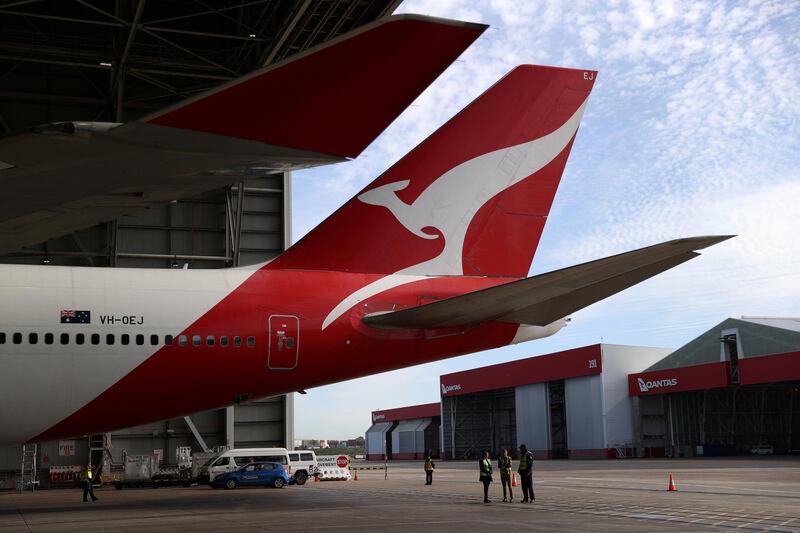 A Qantas 747 jumbo jet is pictured before its departure. Reuters