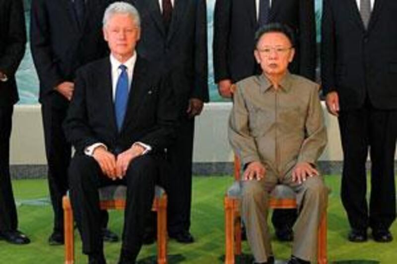 Bill Clinton meeting North Korea's leader Kim Jong-il in Pyongyang.