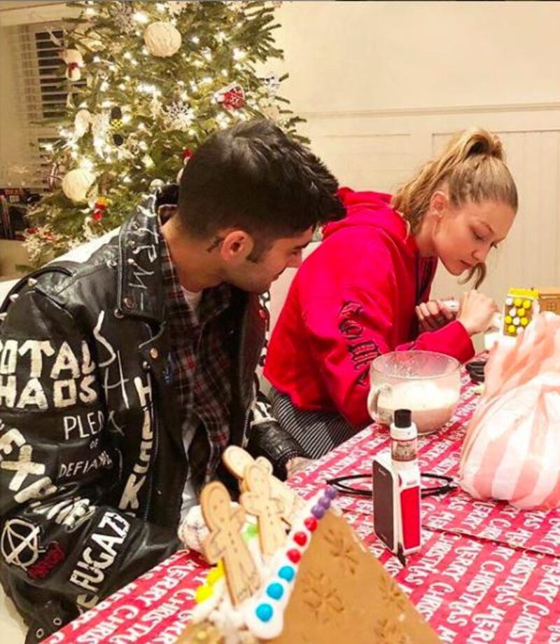 Zayn Malik spending Christmas with Gigi Hadid's family, in a post shared by the model's mother Yolanda Hadid in December 2017. Instagram / Yolanda Hadid