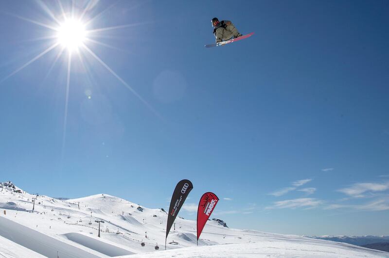 Chris Corning from USA wins the men's snowboard big air world cup final during the Winter Games NZ in Cardrona, New Zealand. AP