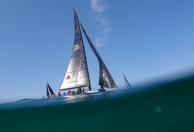 Yachts race during the Spring Regatta in False Bay, Cape Town, South Africa, on Saturday, September 25. EPA