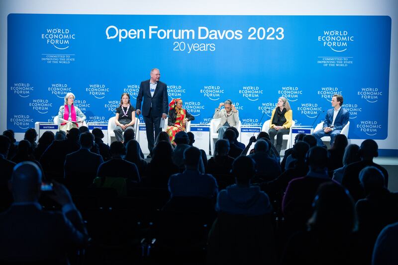 WEF managing director Alois Zwinggi speaks during a session called 'In Harmony with Nature'. Photo: WEF