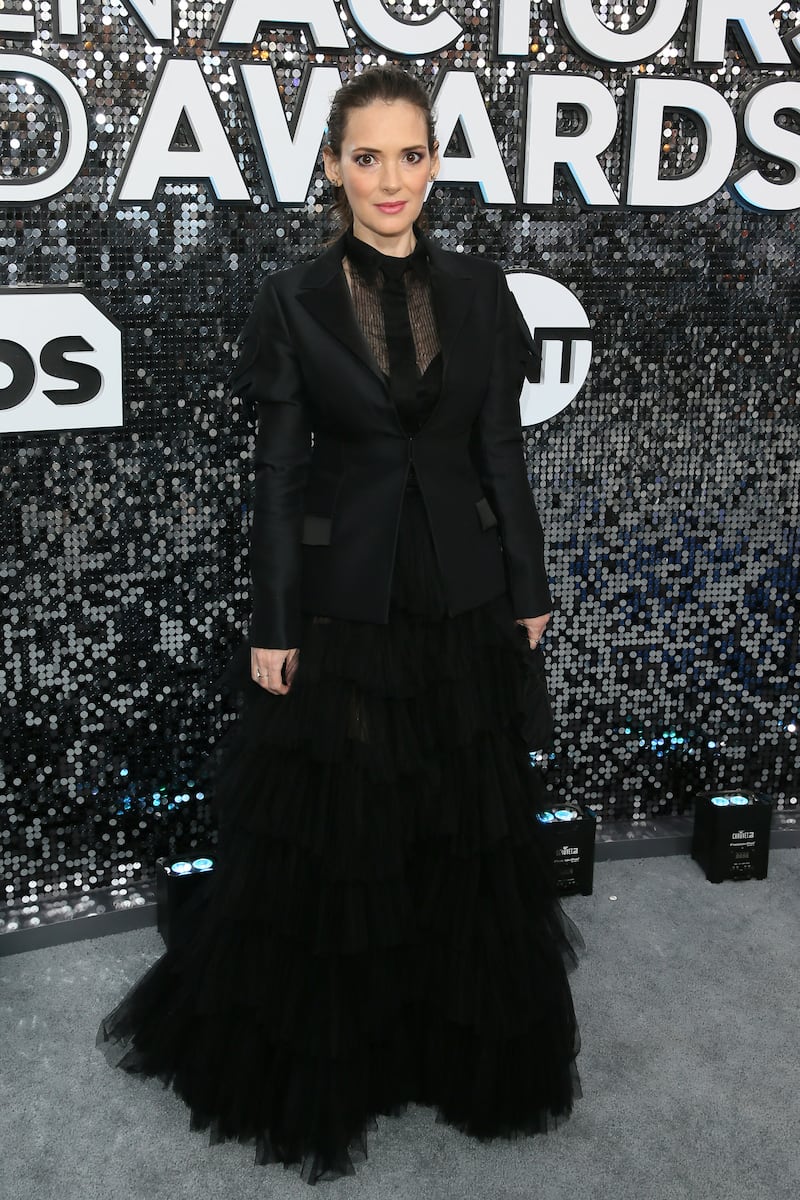 Winona Ryder, in Christian Dior, arrives for the 26th Annual Screen Actors Guild Awards at the Shrine Auditorium in Los Angeles, California, on January 19, 2020. AFP