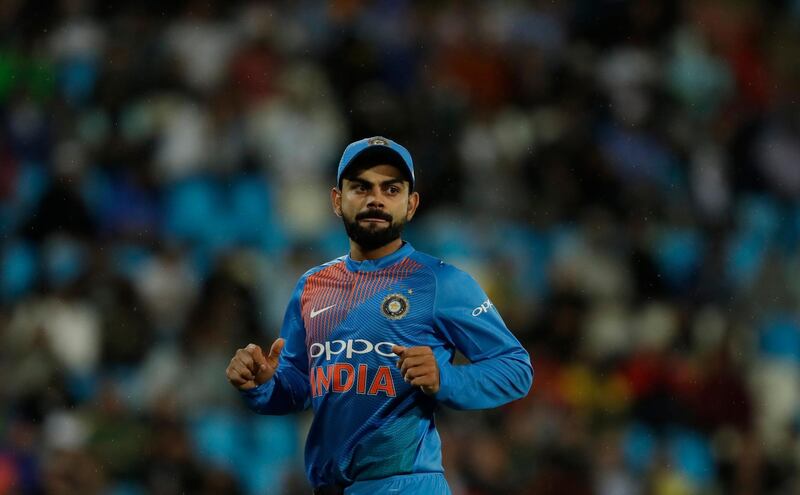 India's captain Virat Kohli during the second T20 cricket match between South Africa and India at Centurion Park in Pretoria, South Africa, Wednesday, Feb. 21, 2018. (AP Photo/Themba Hadebe)