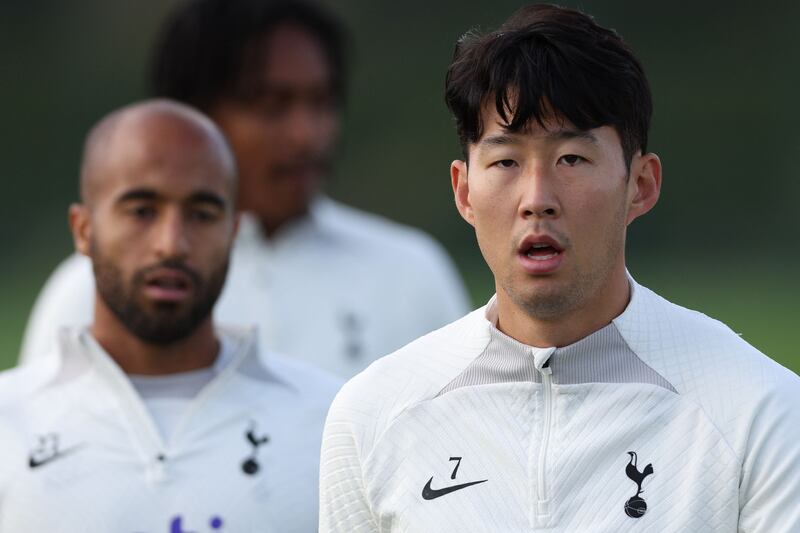 Tottenham striker Son Heung-Min during training. AFP