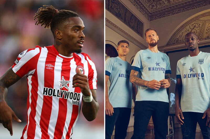 No 7: Brentford's home and away kits. Photo: Brentford / Instagram / Getty Images