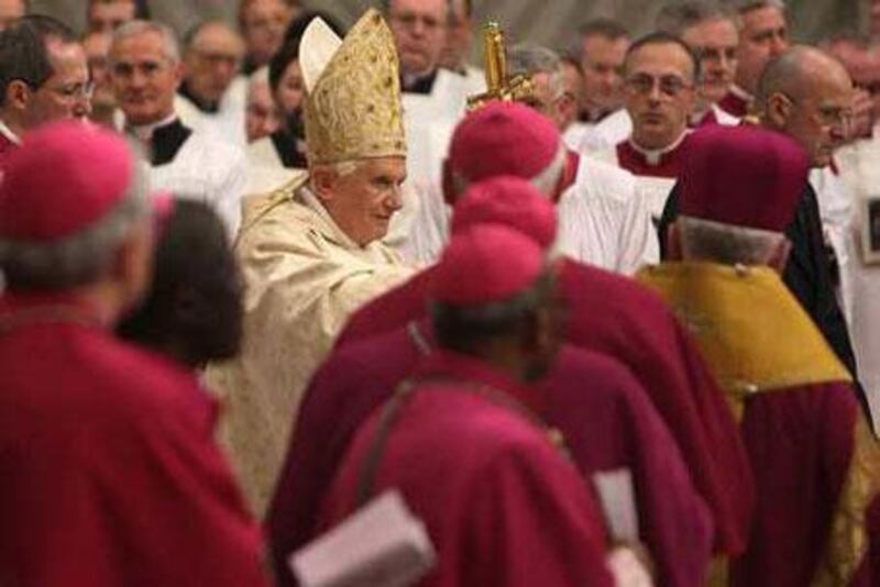 Pope Benedict XVI gives Christmas Night Mass at St Peter's Basilica on December 24, 2009 in Vatican City, Vatican.