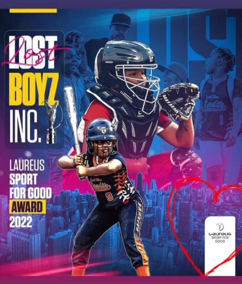 Laureus World Award for Sport for Good: Lost Boys Inc. (Baseball). Founded by LaVonte Stewart in 2009, the organisation provides at-risk youths with training and the competition of organised sport, but also economic and academic opportunities in Chicago, USA. Nominees: Ich Will Da Rauf!, Centro Sportivo Di Comunita - Juca Pe Cagna, Kick4Life, Monkey Magic. Photo: Laureus Sport Awards