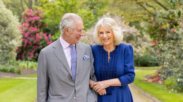 King Charles III and Queen Camilla, taken by portrait photographer Millie Pilkington, in Buckingham Palace Gardens on April 10, the day after their 19th wedding anniversary. PA