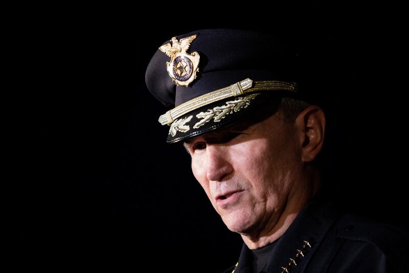 San Antonio Police Chief William McManus addresses members of the media at the scene. Reuters