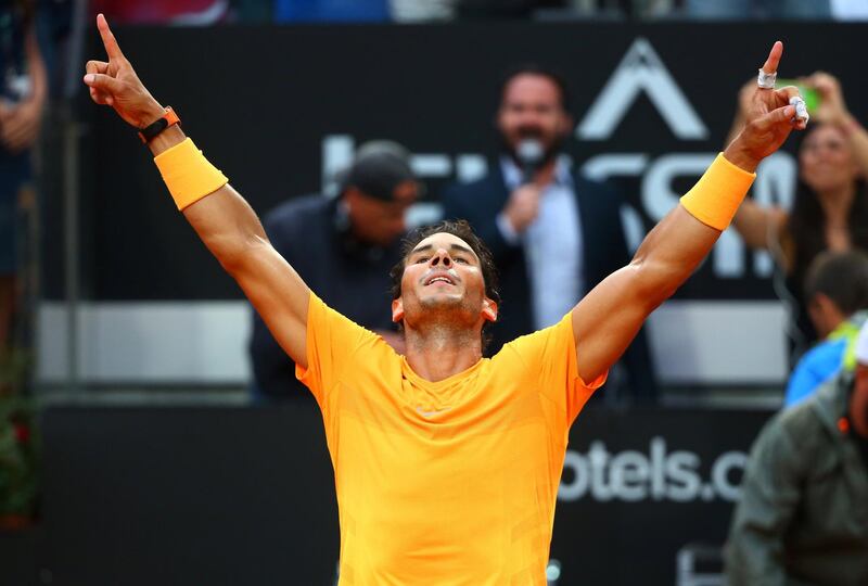 Tennis - ATP World Tour Masters 1000 - Italian Open - Foro Italico, Rome, Italy - May 20, 2018  Spain's Rafael Nadal celebrates winning the final against Germany's Alexander Zverev  REUTERS/Tony Gentile