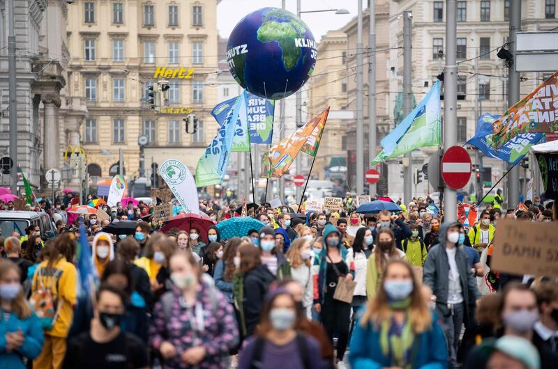 Environmentalists demonstrate  in Vienna, Austria. AFP