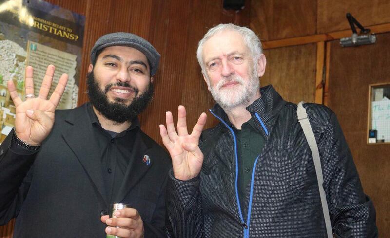 Labour leader Jeremy Corbyn in a photo taken from Twitter.