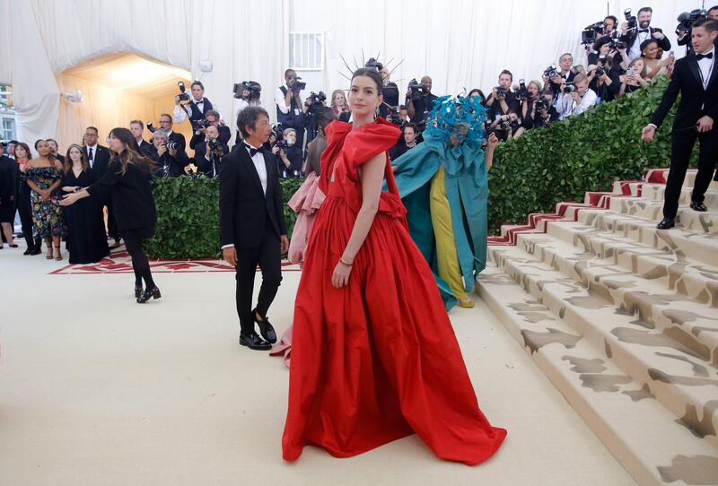 Anne Hathaway in Valentino. Reuters