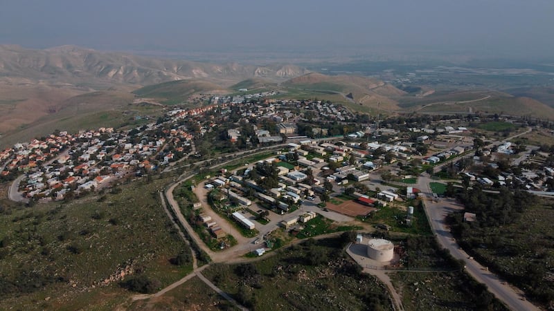 FILE - This Feb. 18, 2020 file photo, shows a view of the West Bank settlement of Ma'ale Efraim on the hills of the Jordan Valley. Now that Prime Minister Benjamin Netanyahu has secured a new term in office, thereâ€™s little to prevent him from annexing large parts of the West Bank as early as this summer. Netanyahu has broad support in the new parliament and a friendly ally in the White House for his long-promised goal. Annexation, the likely death blow to faded Palestinian hopes for independence, will be high on the agenda of U.S. secretary of state Mike Pompeoâ€™s blitz visit to Jerusalem next week. (AP Photo/Ariel Schalit, File)